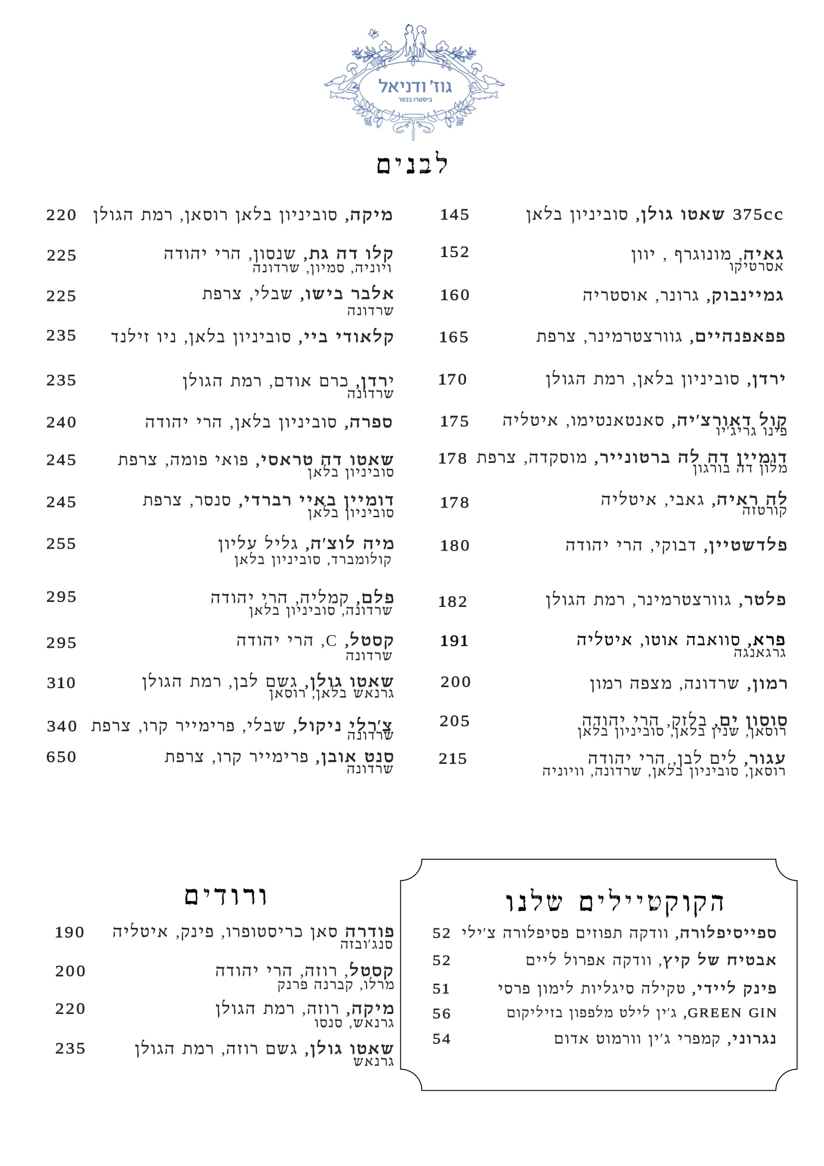 תפריט יינות 1
